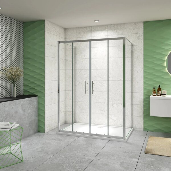 Sprchový kout do U SYMPHONY D4 120 × 70 × 70 cm s posuvnými dveřmi – chrom
