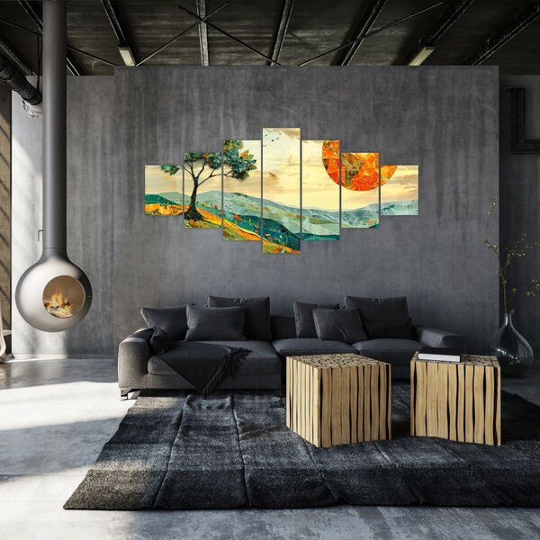 Obraz - Ilustrace krajiny (210x100 cm)