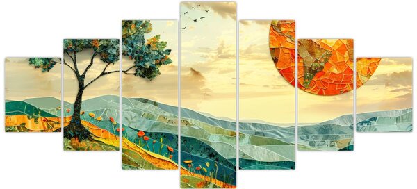 Obraz - Ilustrace krajiny (210x100 cm)