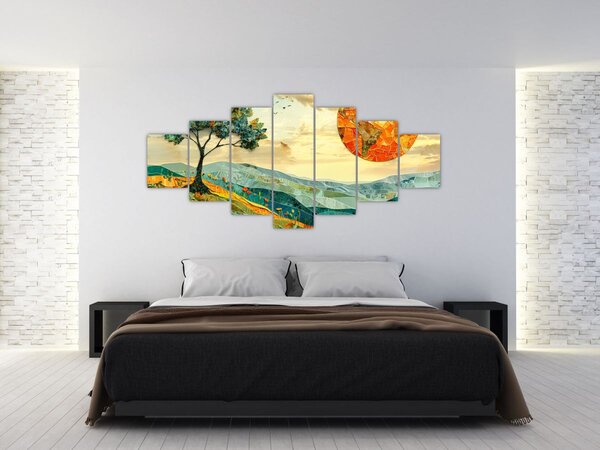 Obraz - Ilustrace krajiny (210x100 cm)