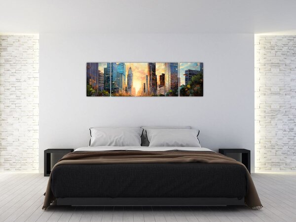 Obraz - Malba města (170x50 cm)