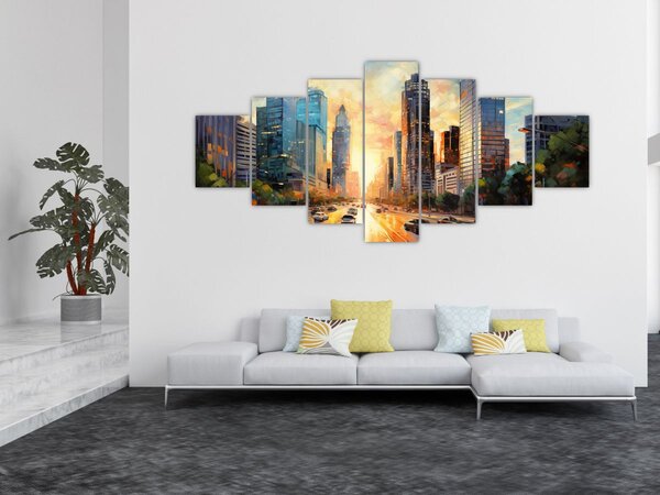 Obraz - Malba města (210x100 cm)
