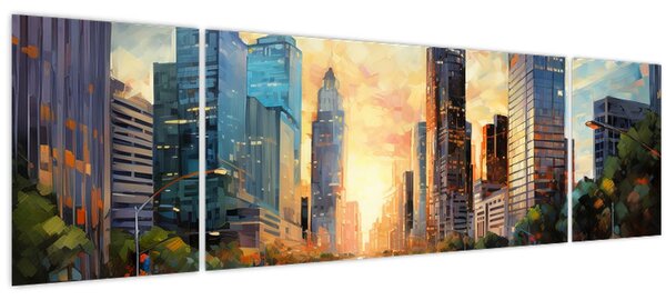 Obraz - Malba města (170x50 cm)