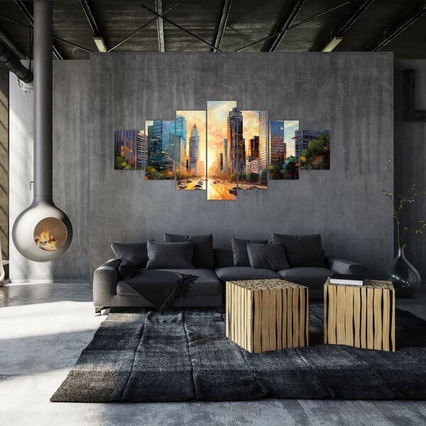 Obraz - Malba města (210x100 cm)