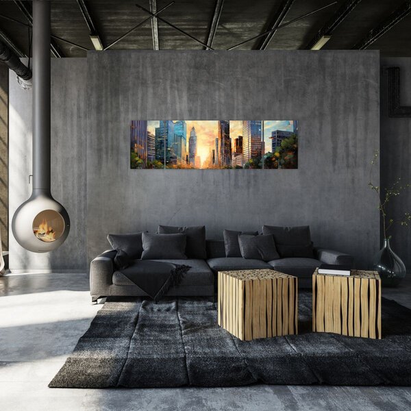 Obraz - Malba města (170x50 cm)