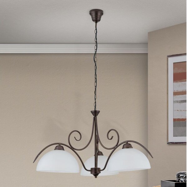 Orion - Lustr na řetězu RULA 3xE27/40W/230V pr. 70 cm bílá/bronz
