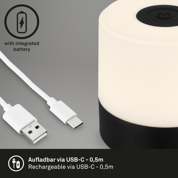 Briloner - LED Stm nab dotyková venkovní stolní lampa LED/2W/5V 2700K IP44 černá