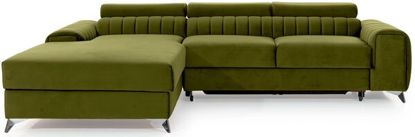 Sedací souprava s úložným prostorem SORINA - khaki, levý roh