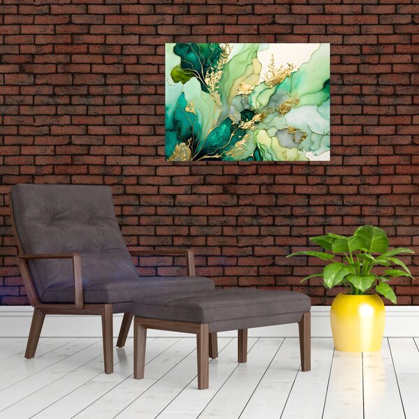 Skleněný obraz - Zelená abstrakce (70x50 cm)