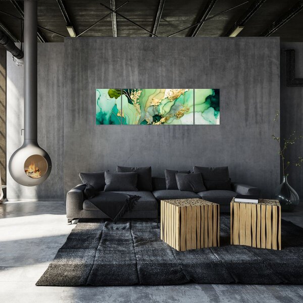 Obraz - Zelená abstrakce (170x50 cm)