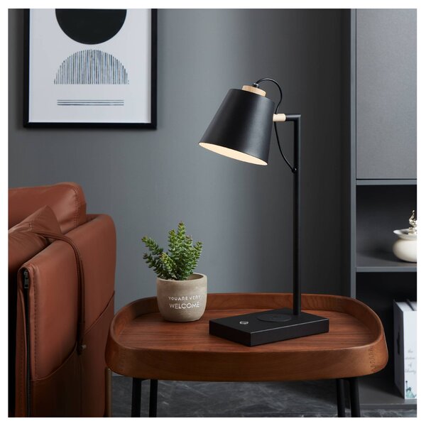 Stolní LED lampa LACEY-QI černá