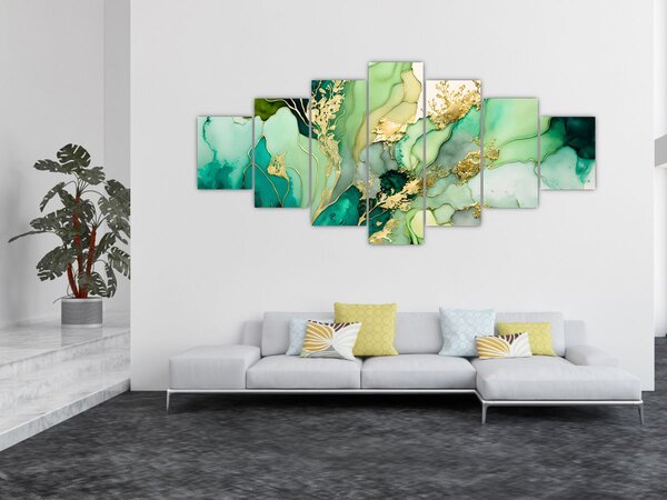 Obraz - Zelená abstrakce (210x100 cm)