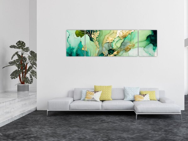 Obraz - Zelená abstrakce (170x50 cm)