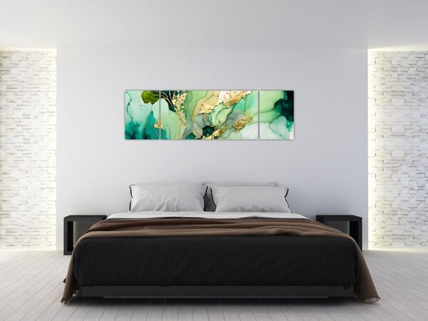 Obraz - Zelená abstrakce (170x50 cm)