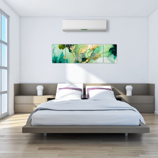 Obraz - Zelená abstrakce (170x50 cm)