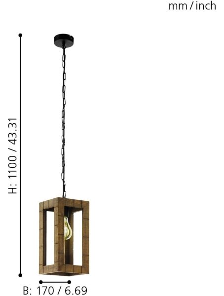 Eglo 43105 - Lustr na řetězu TAKHIRA 1xE27/60W/230V javor