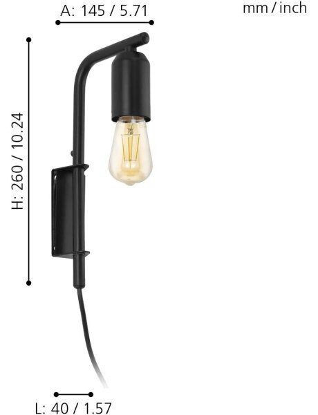 Eglo 98064 - Nástěnné svítidlo ADRI 1xE27/60W/230V