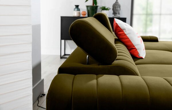 Sedací souprava s úložným prostorem SORINA - khaki, pravý roh