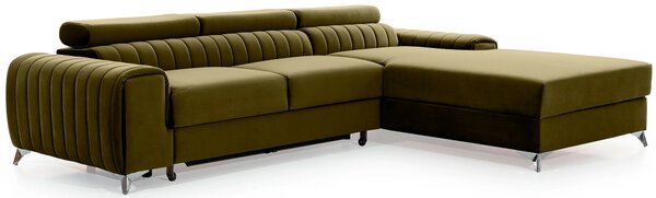 Sedací souprava s úložným prostorem SORINA - khaki, pravý roh