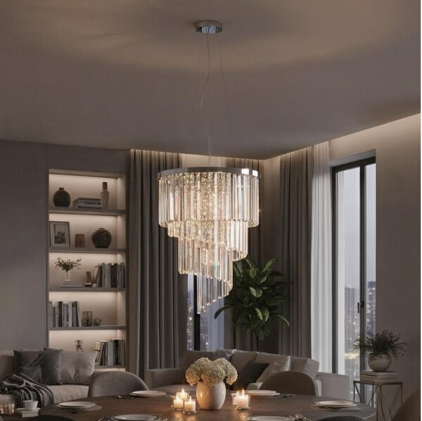 Ideal Lux - Křišťálový lustr na lanku CARLTON 12xE14/40W/230V pr. 50 cm chrom