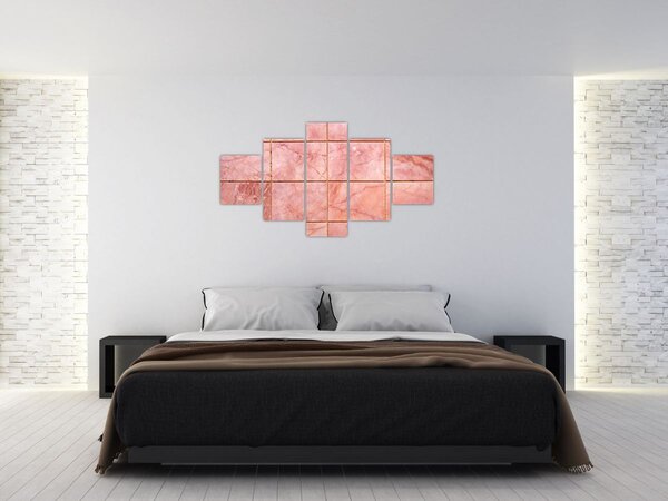 Obraz - Růžové, mramorované dlaždice (125x70 cm)
