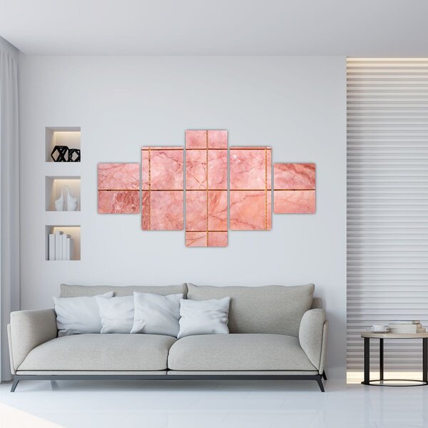 Obraz - Růžové, mramorované dlaždice (125x70 cm)