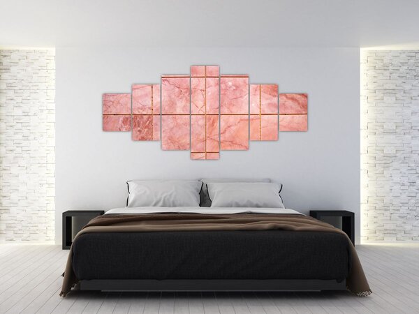 Obraz - Růžové, mramorované dlaždice (210x100 cm)