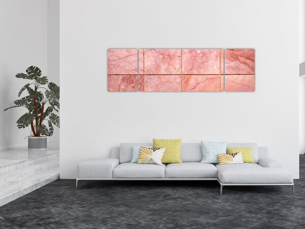 Obraz - Růžové, mramorované dlaždice (170x50 cm)