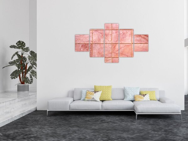 Obraz - Růžové, mramorované dlaždice (125x70 cm)