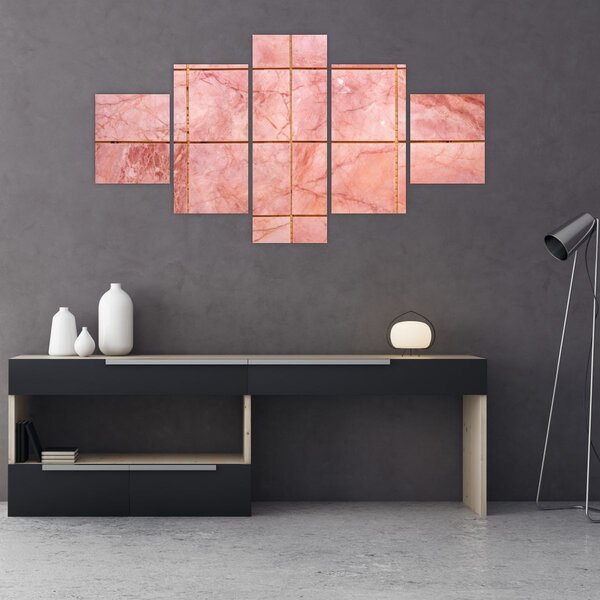 Obraz - Růžové, mramorované dlaždice (125x70 cm)