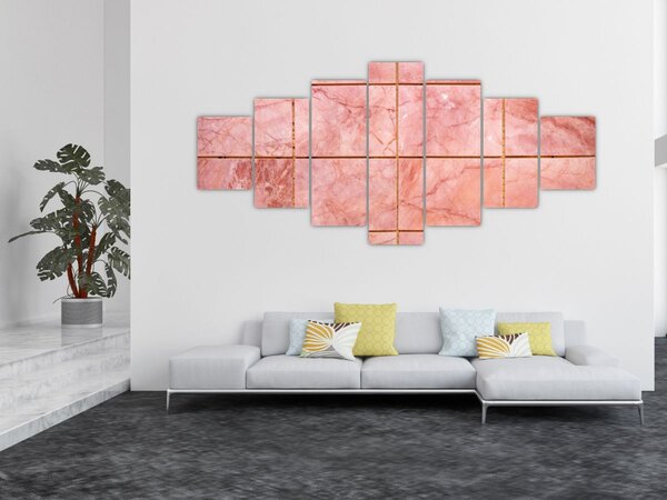 Obraz - Růžové, mramorované dlaždice (210x100 cm)