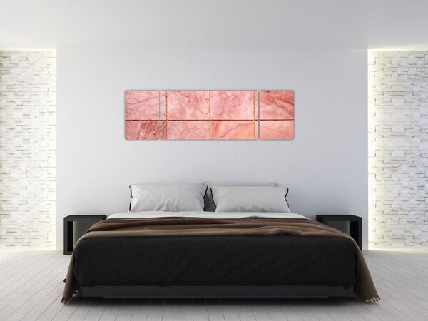 Obraz - Růžové, mramorované dlaždice (170x50 cm)