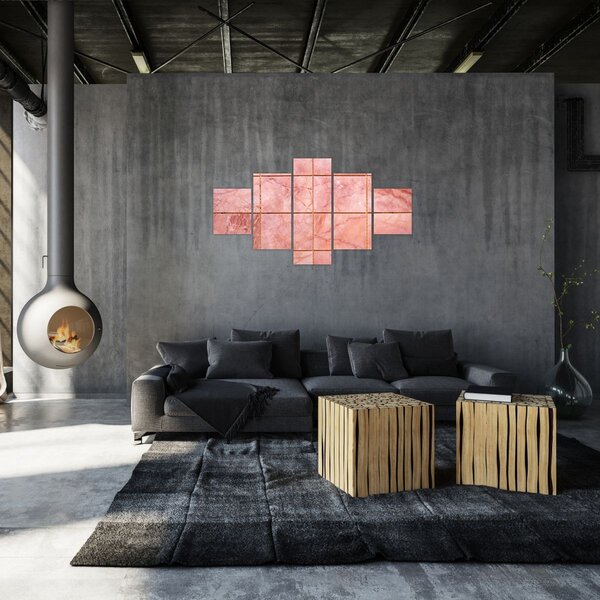 Obraz - Růžové, mramorované dlaždice (125x70 cm)