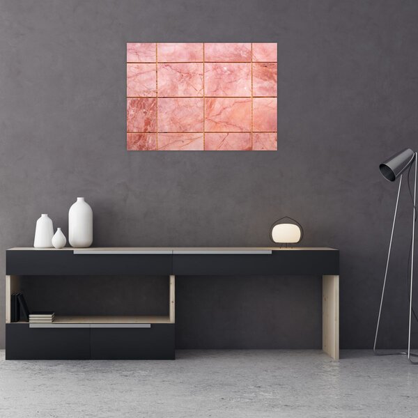 Obraz - Růžové, mramorované dlaždice (70x50 cm)