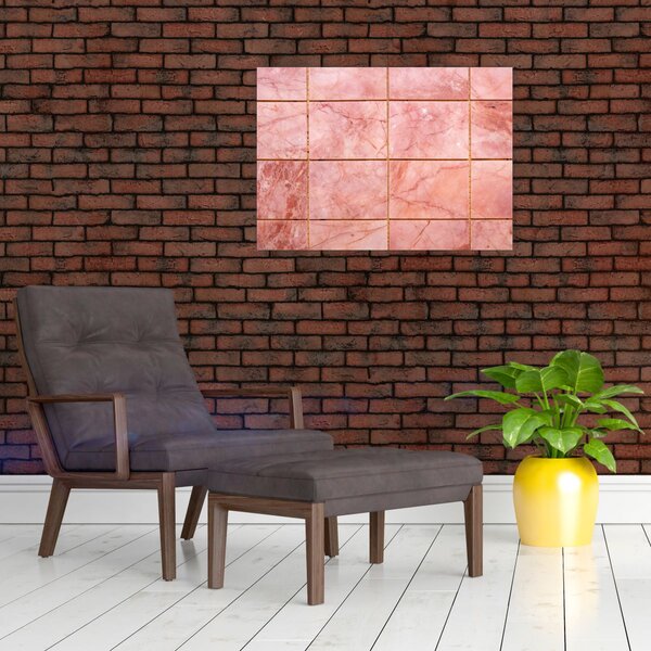 Obraz - Růžové, mramorované dlaždice (70x50 cm)