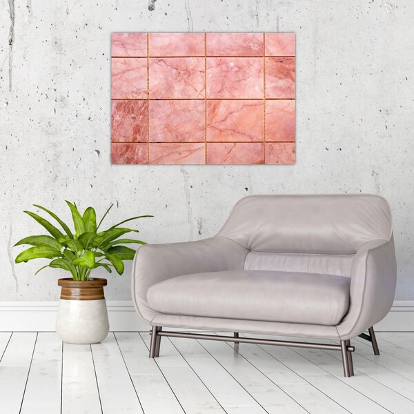 Obraz - Růžové, mramorované dlaždice (70x50 cm)