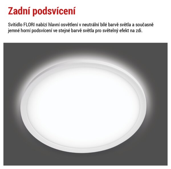 Stropní LED svítidlo FLORI bílá, průměr 30 cm