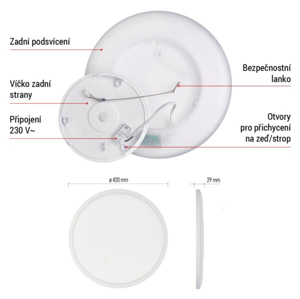 Stropní LED svítidlo FLORI bílá, průměr 42 cm