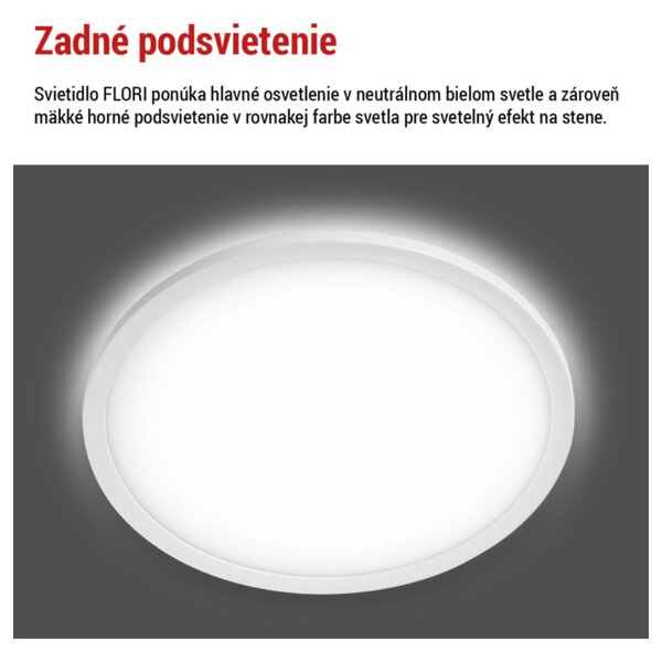 Stropní LED svítidlo FLORI bílá, průměr 30 cm