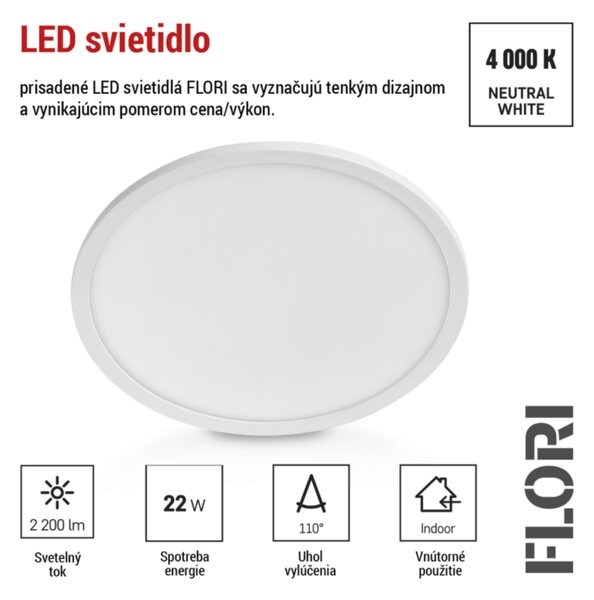 Stropní LED svítidlo FLORI bílá, průměr 42 cm