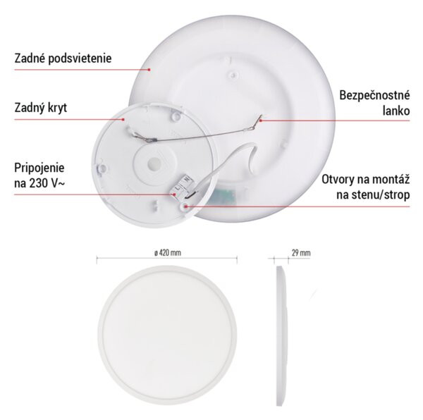 Stropní LED svítidlo FLORI bílá, průměr 42 cm