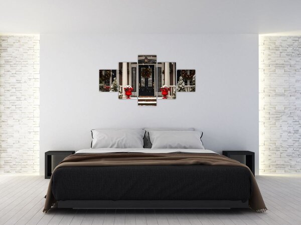 Obraz - Vánočně nazdobený dům (125x70 cm)