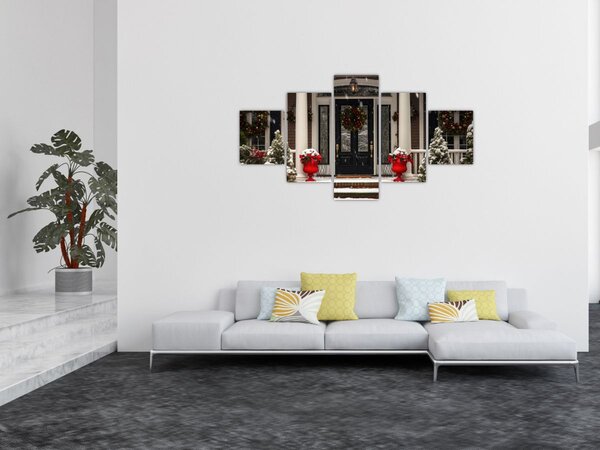 Obraz - Vánočně nazdobený dům (125x70 cm)