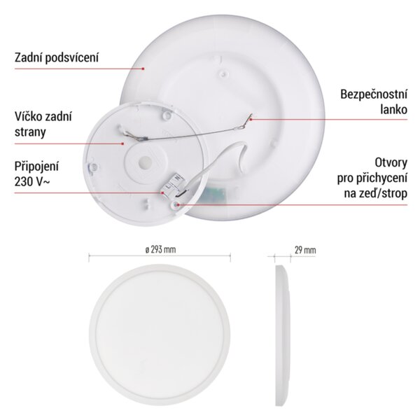 Stropní LED svítidlo FLORI bílá, průměr 30 cm