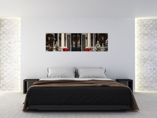Obraz - Vánočně nazdobený dům (170x50 cm)