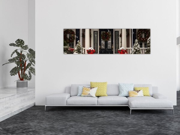 Obraz - Vánočně nazdobený dům (170x50 cm)