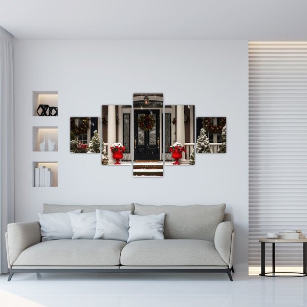 Obraz - Vánočně nazdobený dům (125x70 cm)