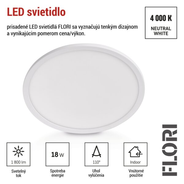 Stropní LED svítidlo FLORI bílá, průměr 30 cm