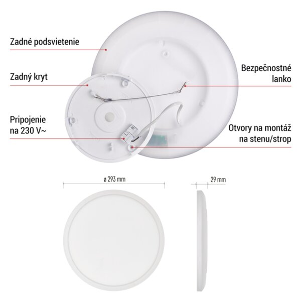 Stropní LED svítidlo FLORI bílá, průměr 30 cm