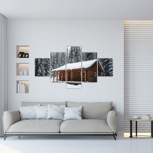 Obraz - Zasněžená chata (125x70 cm)